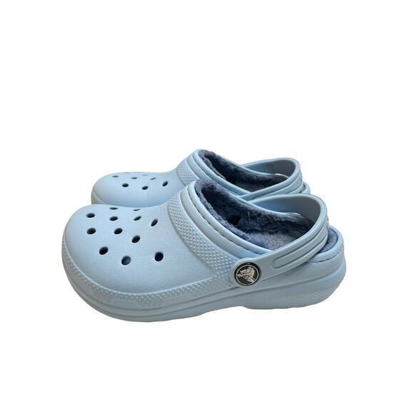 CROCS Girl 12 Boy 12 Fuzz Lined Clog, Light Baby‎ Blue Calcite Child 12 - Picture 8 of 10
